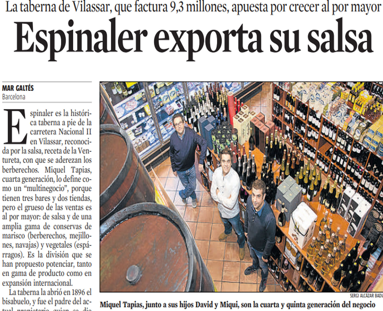 Espinaler exporta su salsa