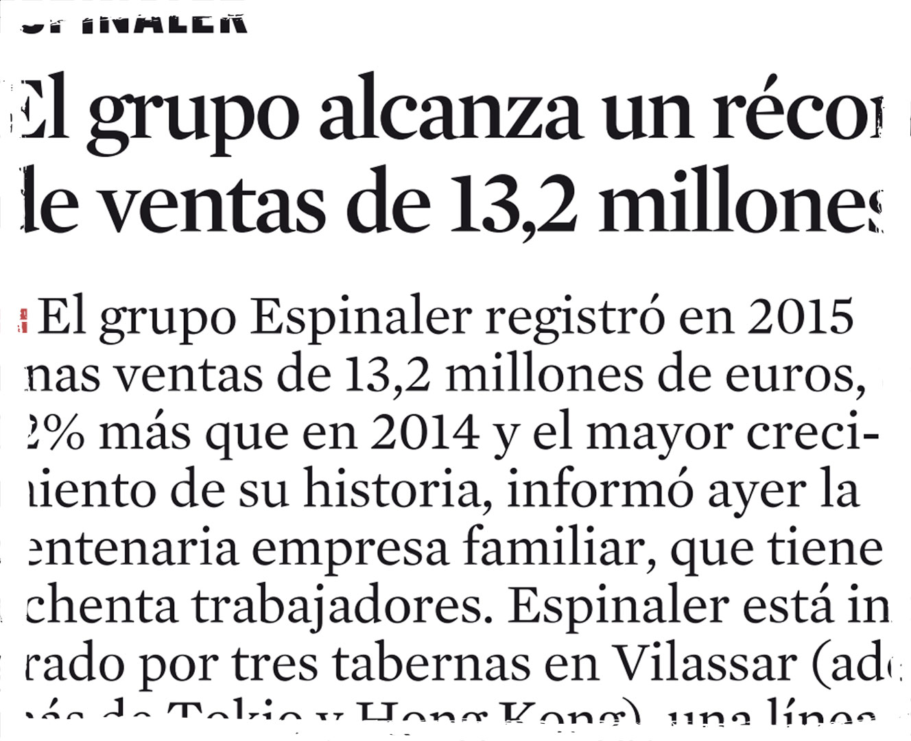 Espinaler alcanza récord de ventas – La  Vanguardia
